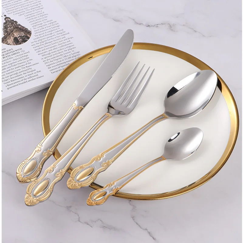 Kitchen Appliances Luxury - Goldenes Besteckset, Luxuriöses Retro-Western-Besteckset, Tafelservice für